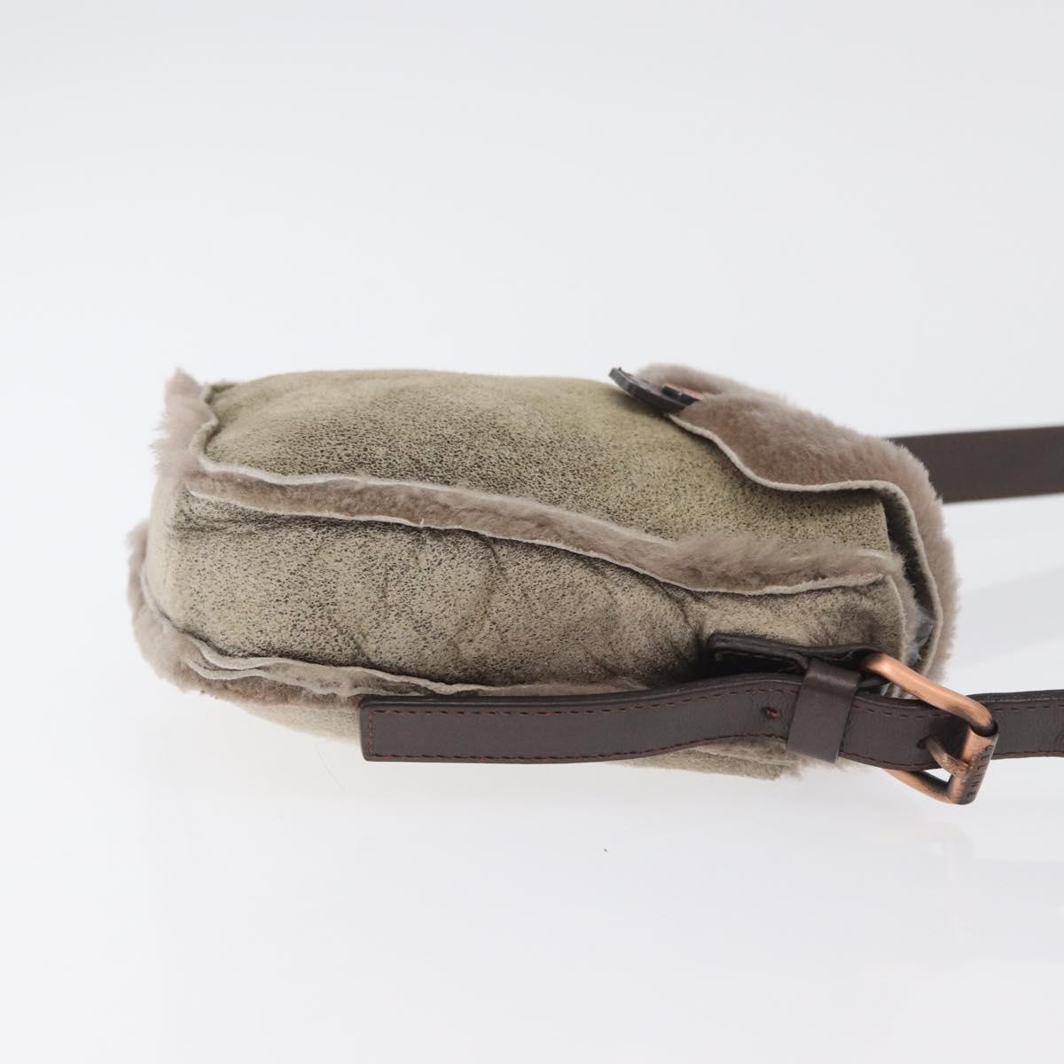 CELINE Shoulder Bag Mouton Brown Auth 178798A