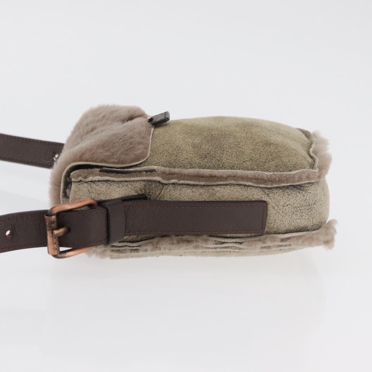 CELINE Shoulder Bag Mouton Brown Auth 178798A
