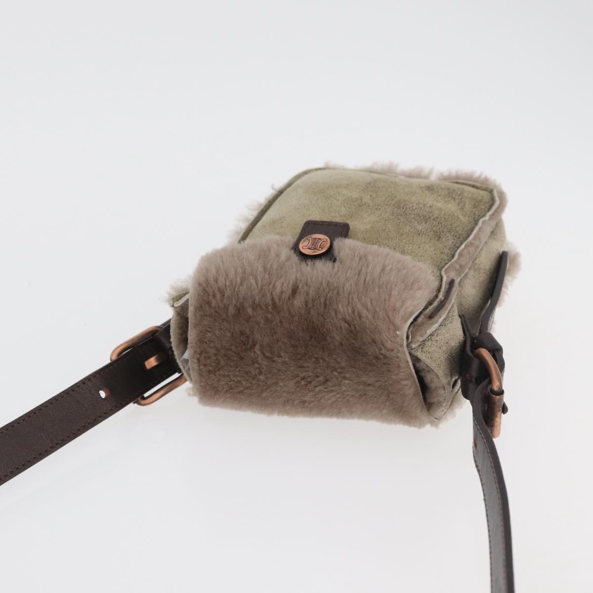 CELINE Shoulder Bag Mouton Brown Auth 178798A