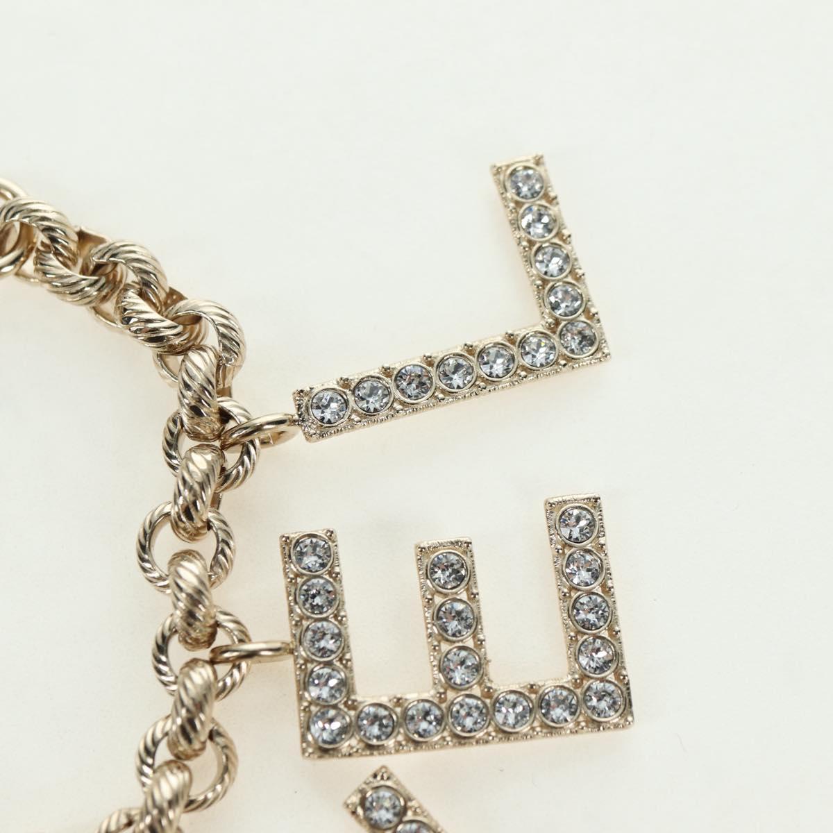 CHANEL Logo Bracelet metal Champagne Gold CC Auth 178800SM