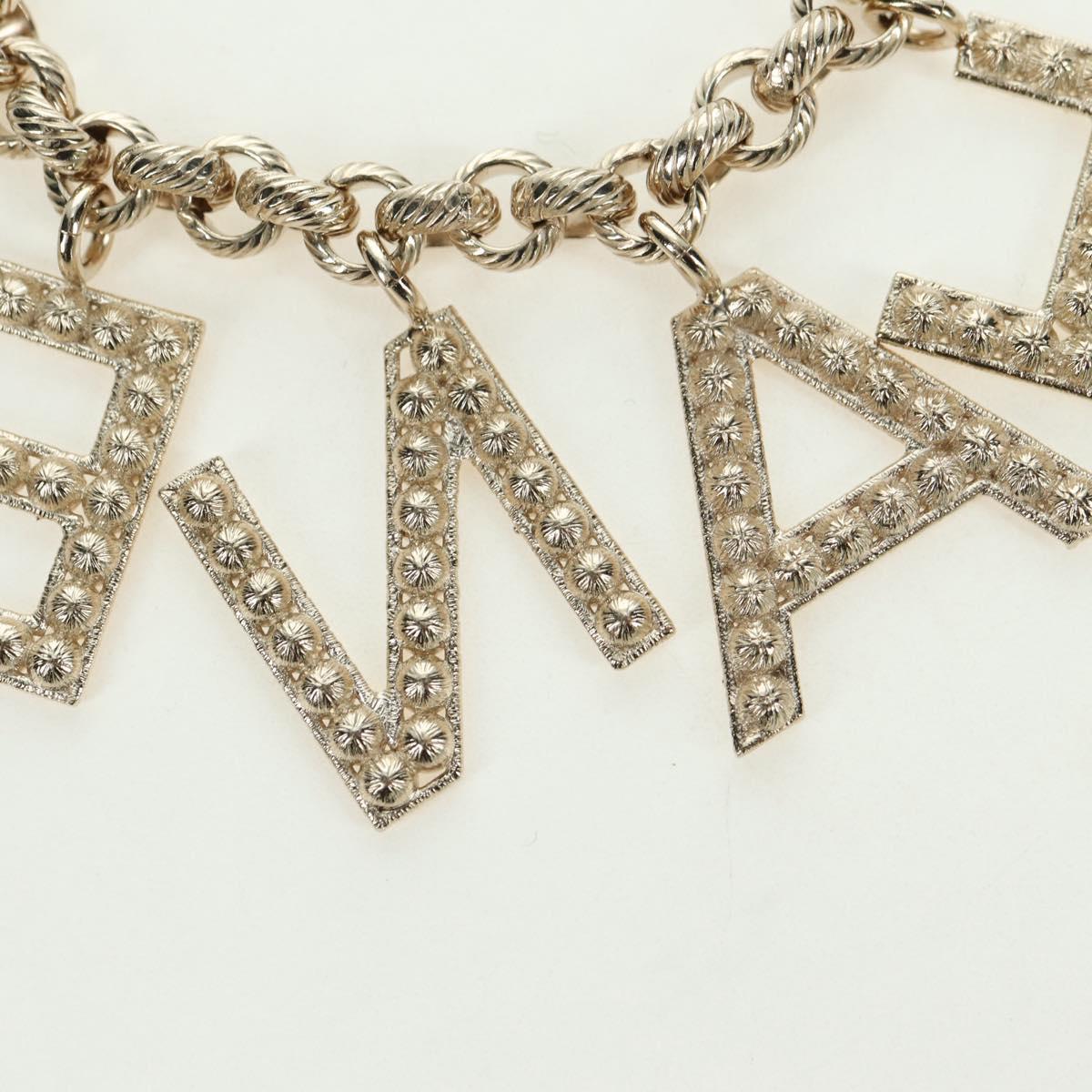 CHANEL Logo Bracelet metal Champagne Gold CC Auth 178800SM