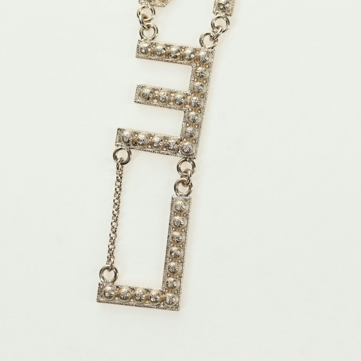 CHANEL Logo Necklace metal Champagne Gold CC Auth 178801SM