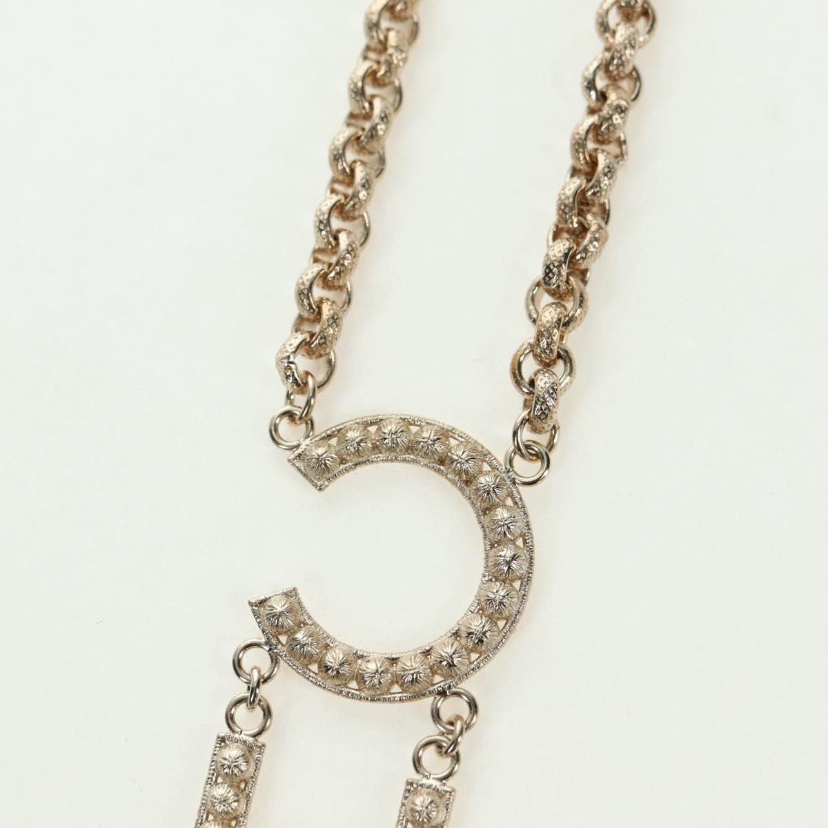 CHANEL Logo Necklace metal Champagne Gold CC Auth 178801SM