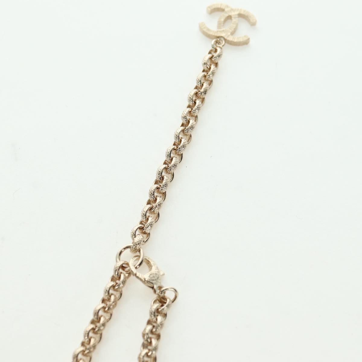 CHANEL Logo Necklace metal Champagne Gold CC Auth 178801SM