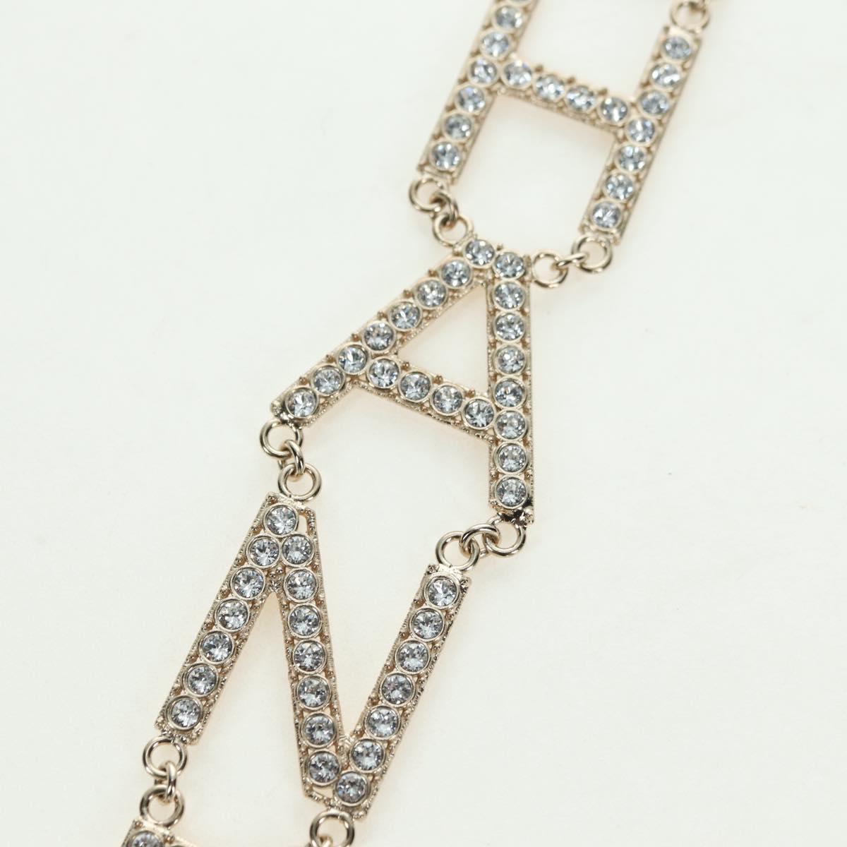 CHANEL Logo Necklace metal Champagne Gold CC Auth 178801SM