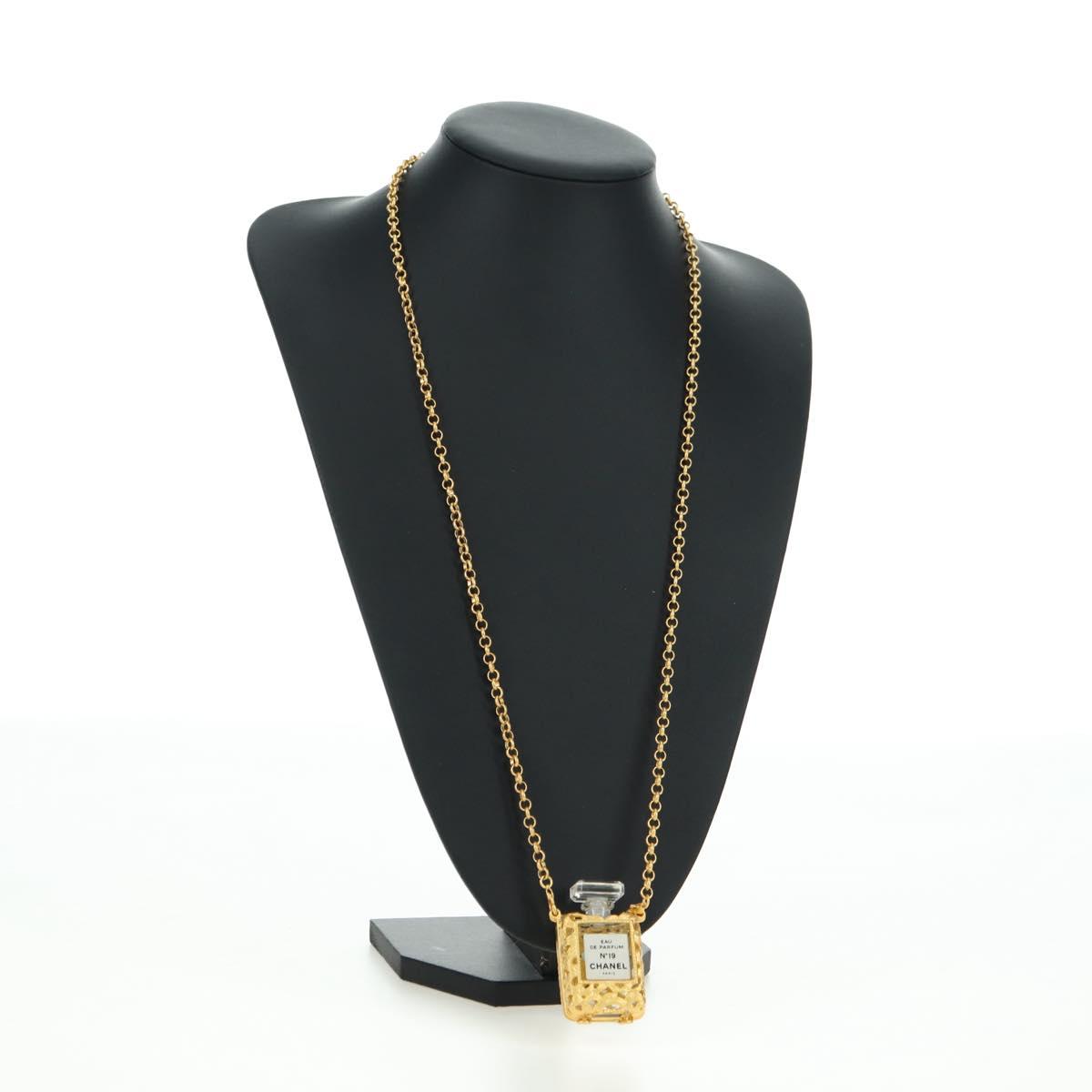 CHANEL Perfume Necklace metal Gold CC Auth 178803M