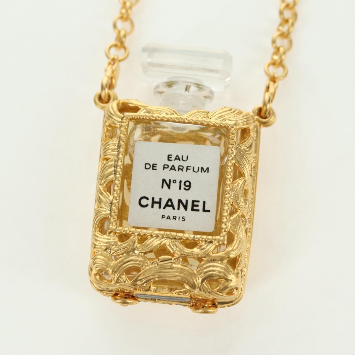 CHANEL Perfume Necklace metal Gold CC Auth 178803M