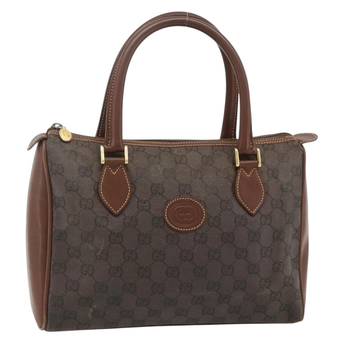 GUCCI GG Canvas Hand Bag Coated Canvas Brown Gold 002 58 0159 Auth 178806