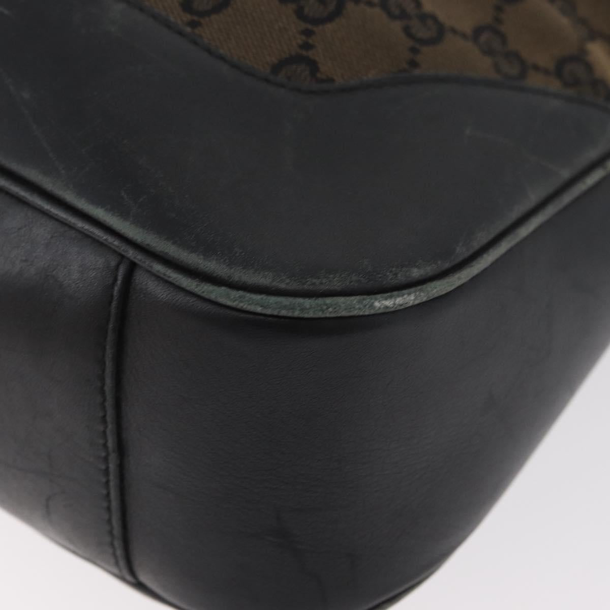 GUCCI GG Canvas Bamboo Shoulder Bag 2way Navy Gold 001 4058 Auth 178808