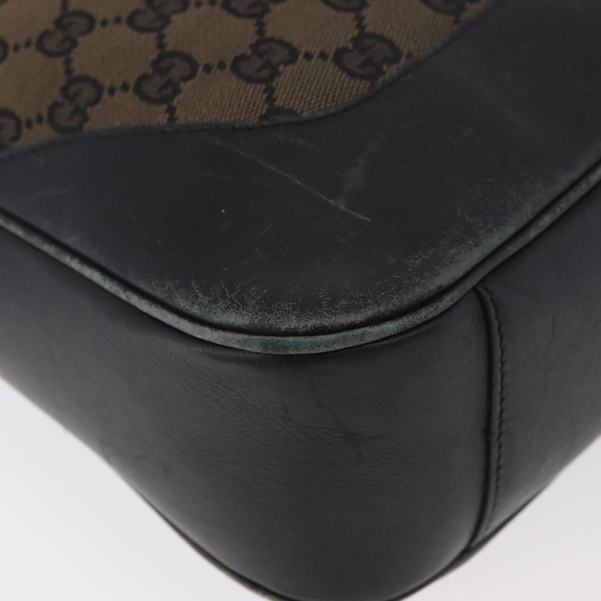 GUCCI GG Canvas Bamboo Shoulder Bag 2way Navy Gold 001 4058 Auth 178808