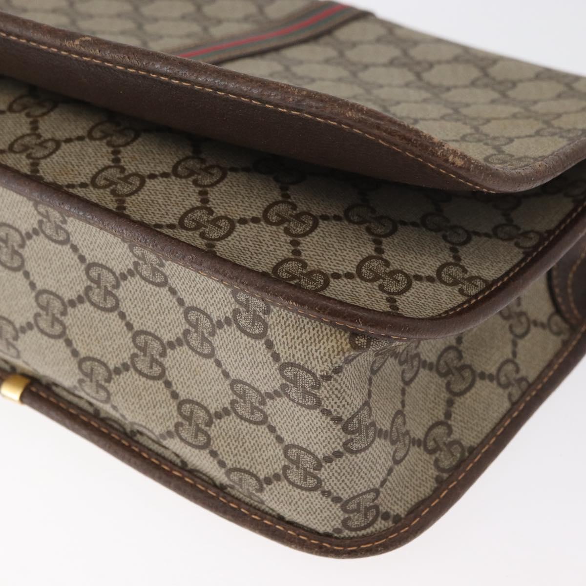 GUCCI GG Supreme Web Sherry Line Bag PVC Beige Gold 001 104 0551 Auth 178811