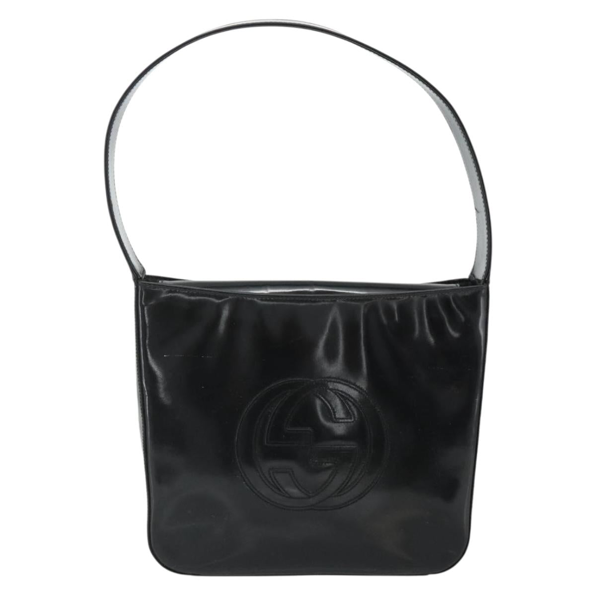 GUCCI Soho Shoulder Bag Patent Leather Black Silver 000 1013 0506 Auth 178814