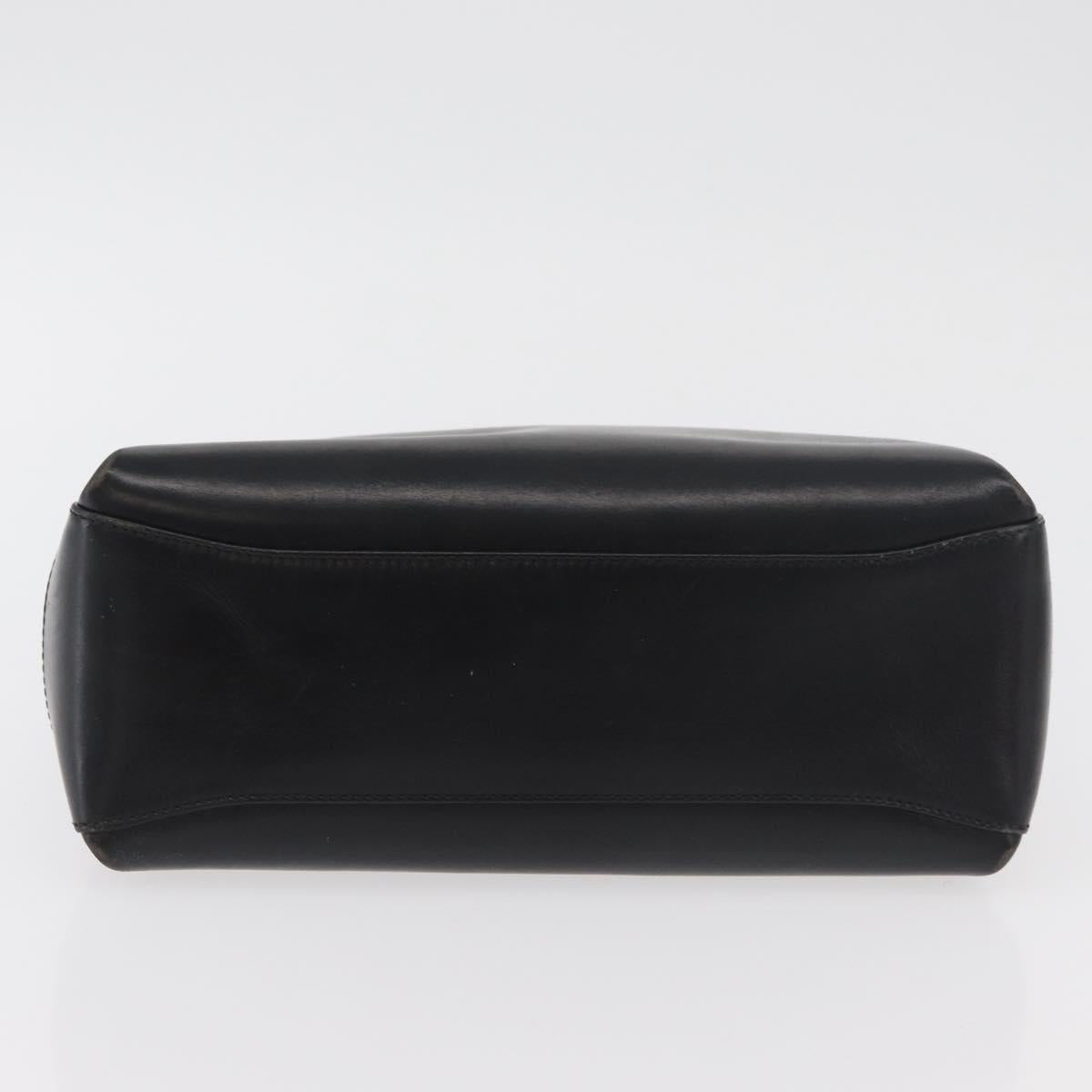 GUCCI Hand Bag Leather Black Gold Auth 178816
