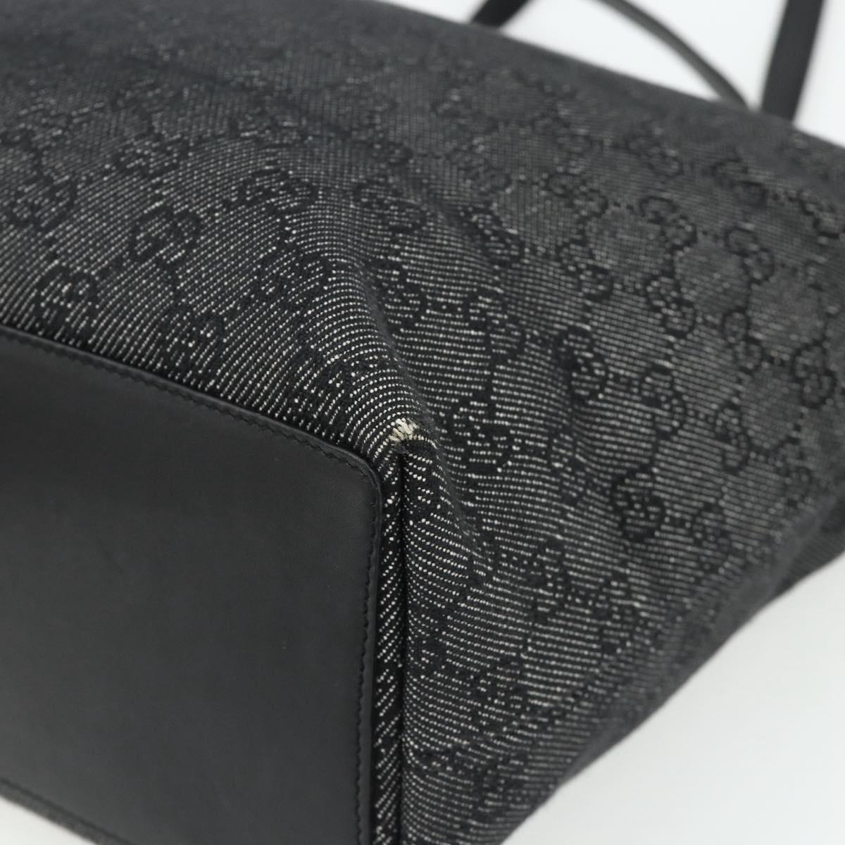 GUCCI GG Canvas Tote Bag Black Silver 31243 Auth 178818
