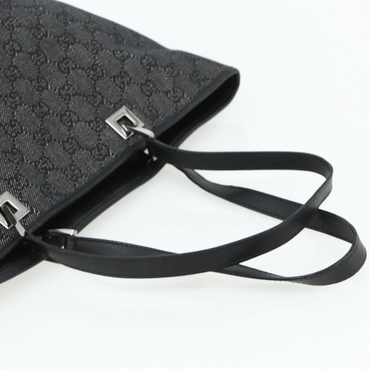 GUCCI GG Canvas Tote Bag Black Silver 31243 Auth 178818