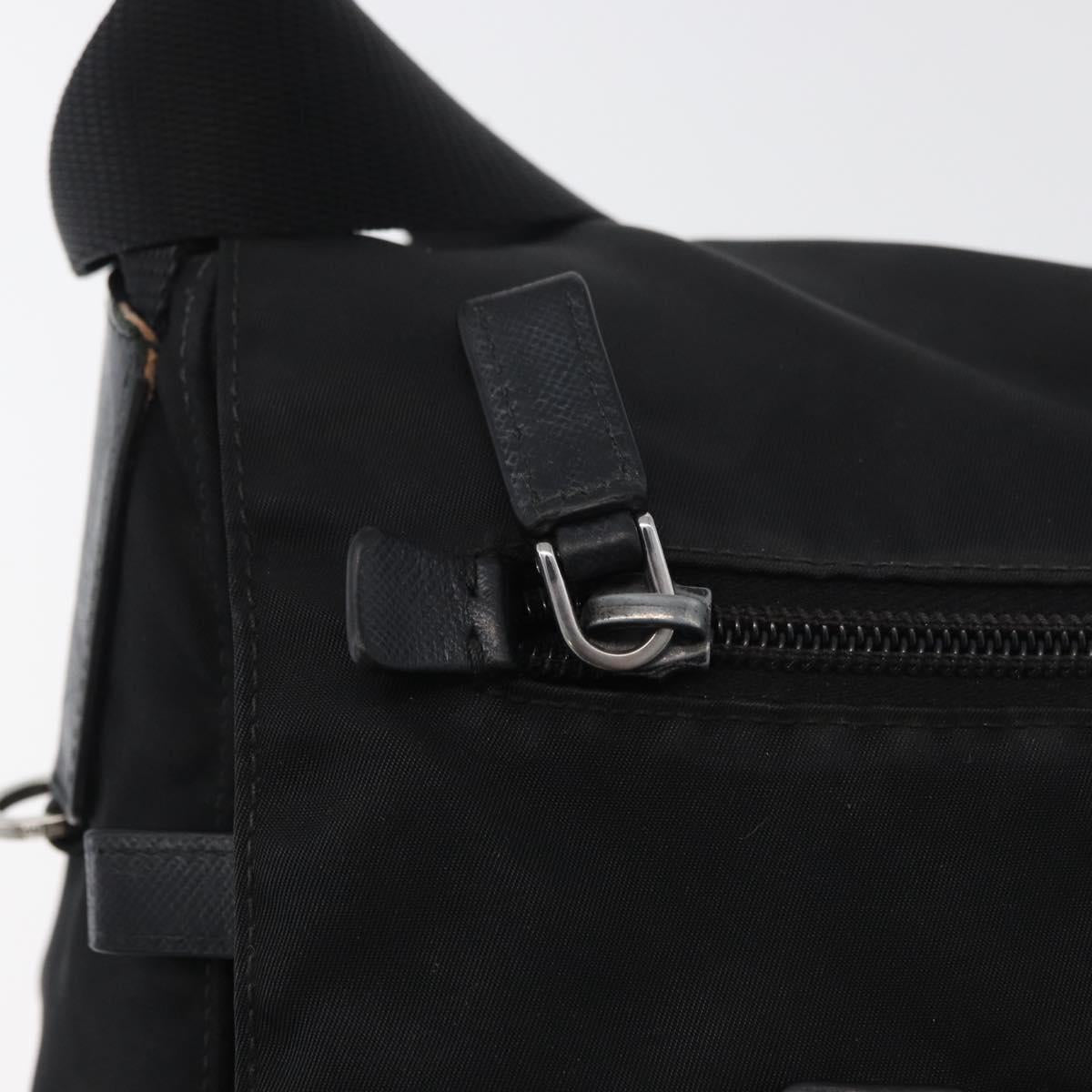 PRADA Shoulder Bag Nylon Black Silver Auth 178822A