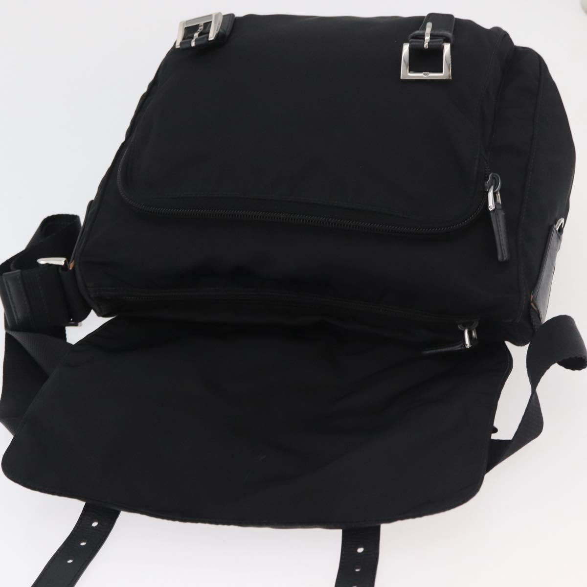 PRADA Shoulder Bag Nylon Black Silver Auth 178822A