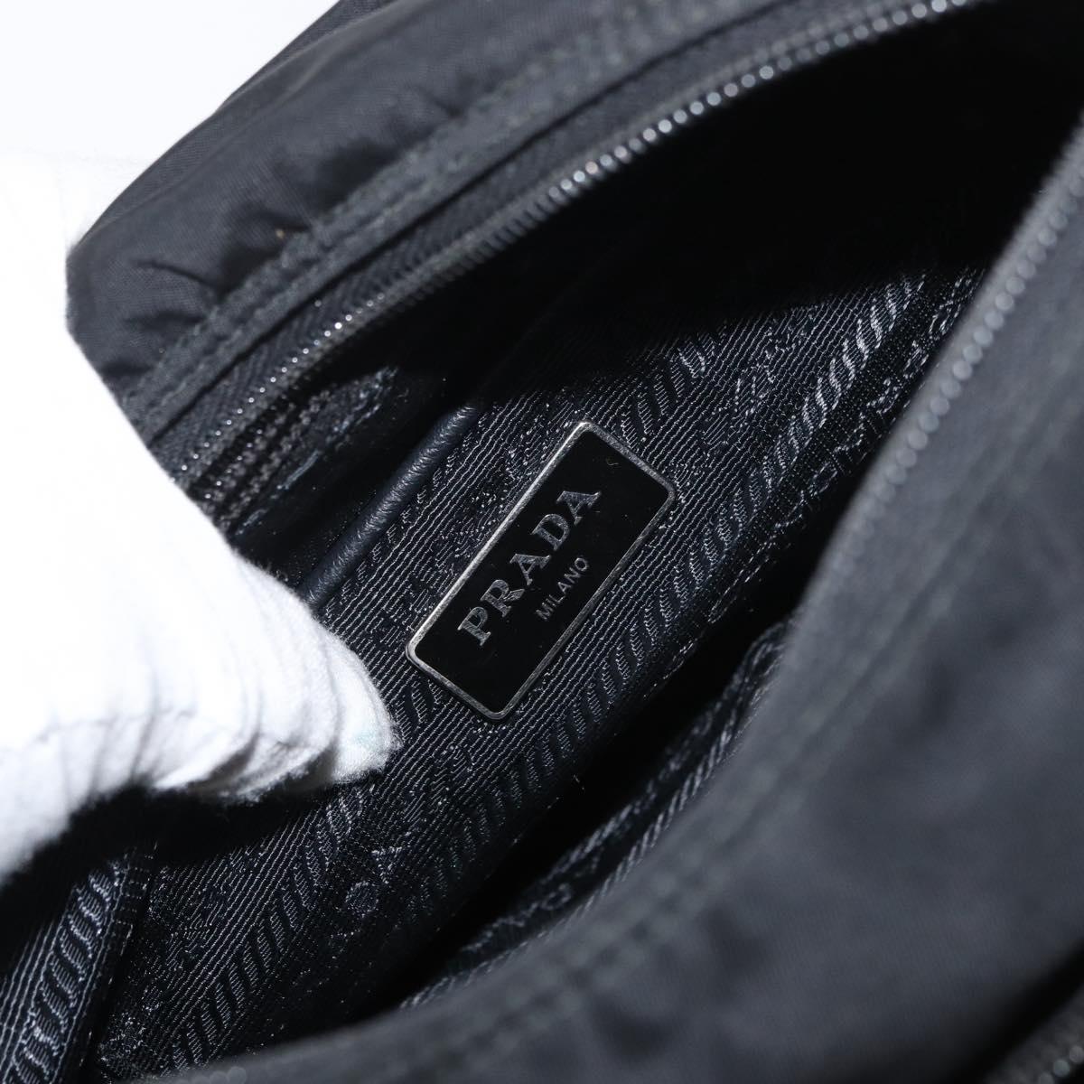 PRADA Shoulder Bag Nylon Black Silver Auth 178822A