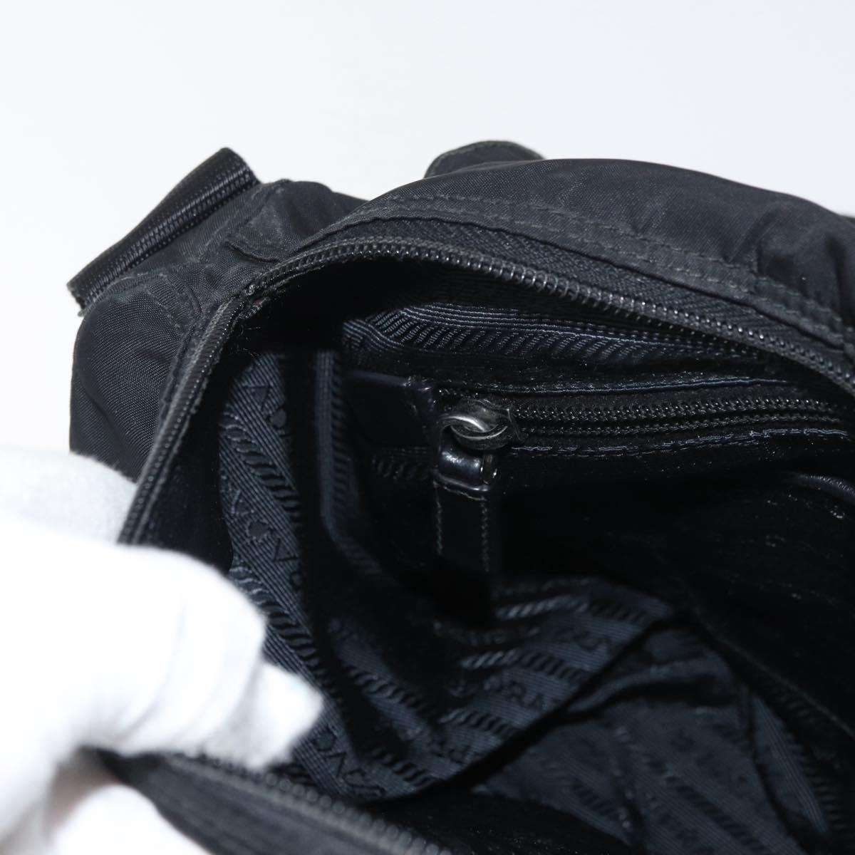 PRADA Shoulder Bag Nylon Black Silver Auth 178822A