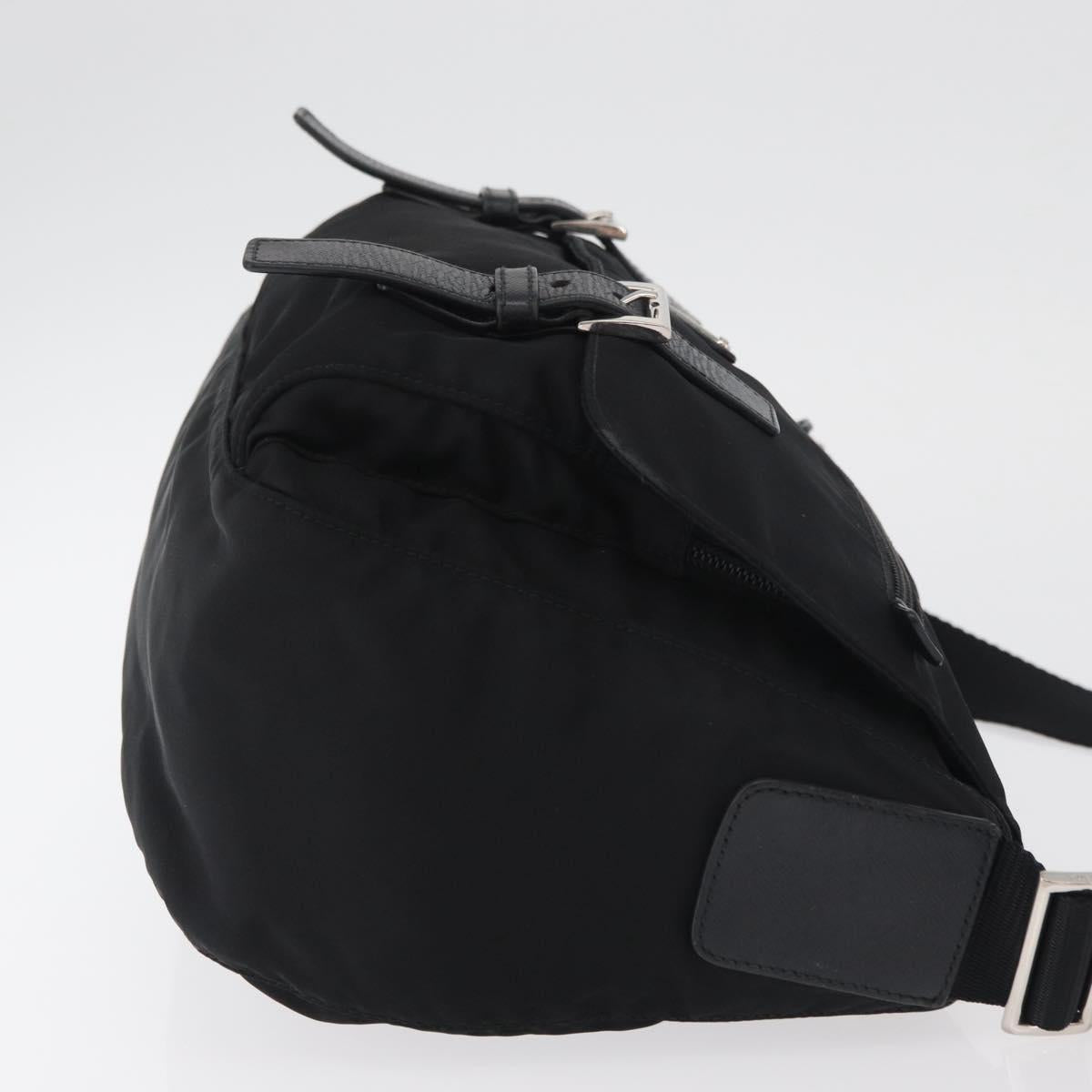 PRADA Shoulder Bag Nylon Black Silver Auth 178822A