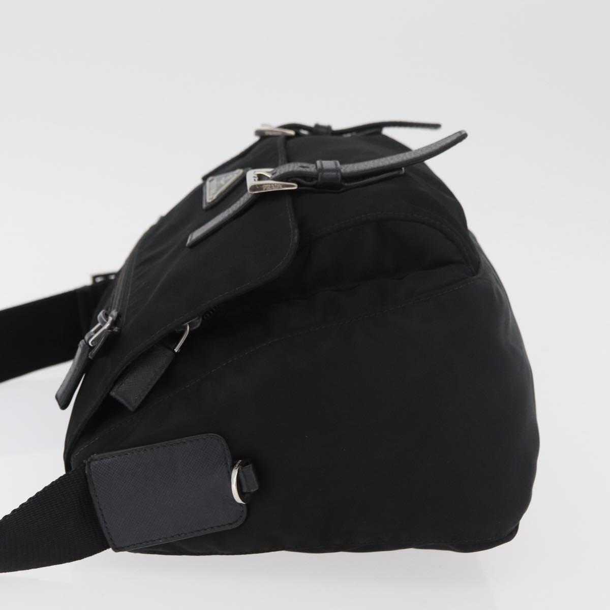 PRADA Shoulder Bag Nylon Black Silver Auth 178822A
