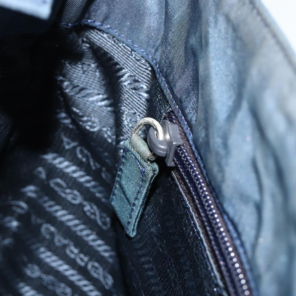 PRADA Tote Bag Nylon Navy Silver Auth 178825