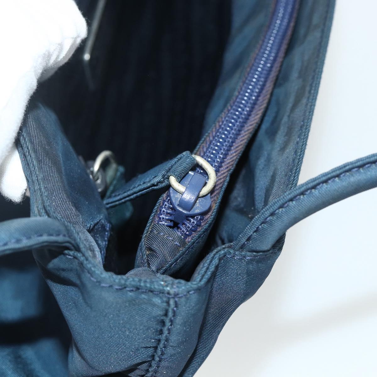 PRADA Tote Bag Nylon Navy Silver Auth 178825