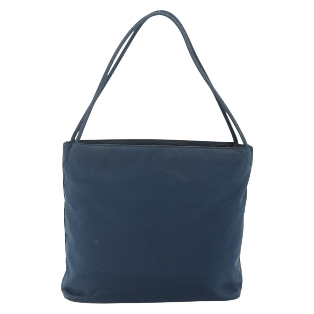 PRADA Tote Bag Nylon Navy Silver Auth 178825