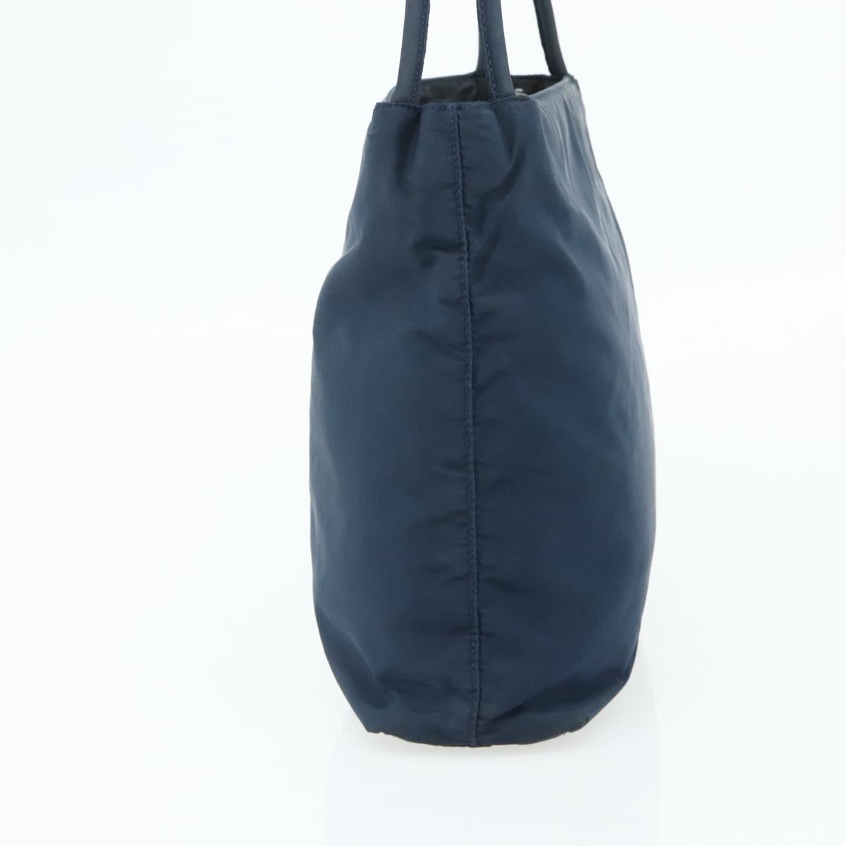 PRADA Tote Bag Nylon Navy Silver Auth 178825
