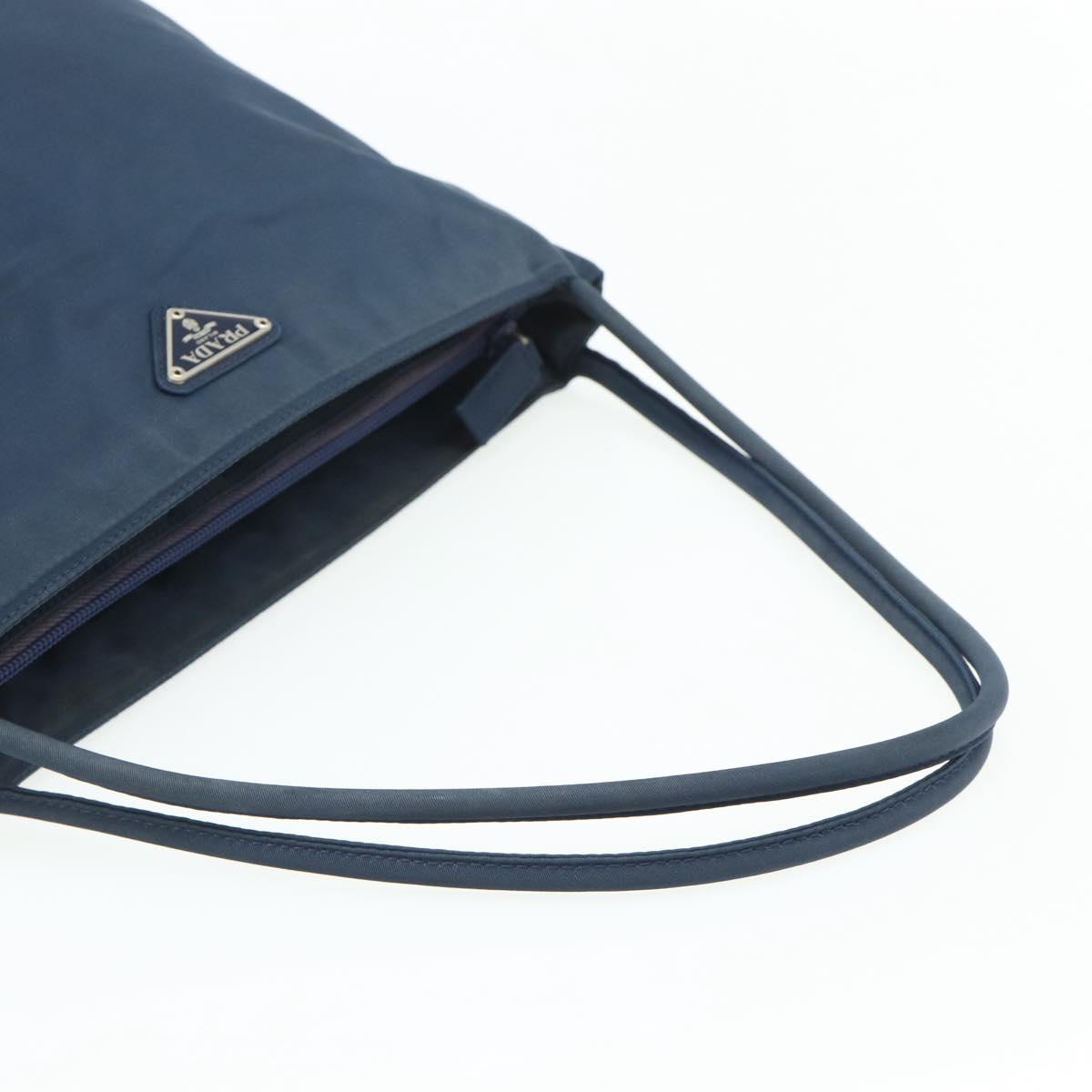 PRADA Tote Bag Nylon Navy Silver Auth 178825
