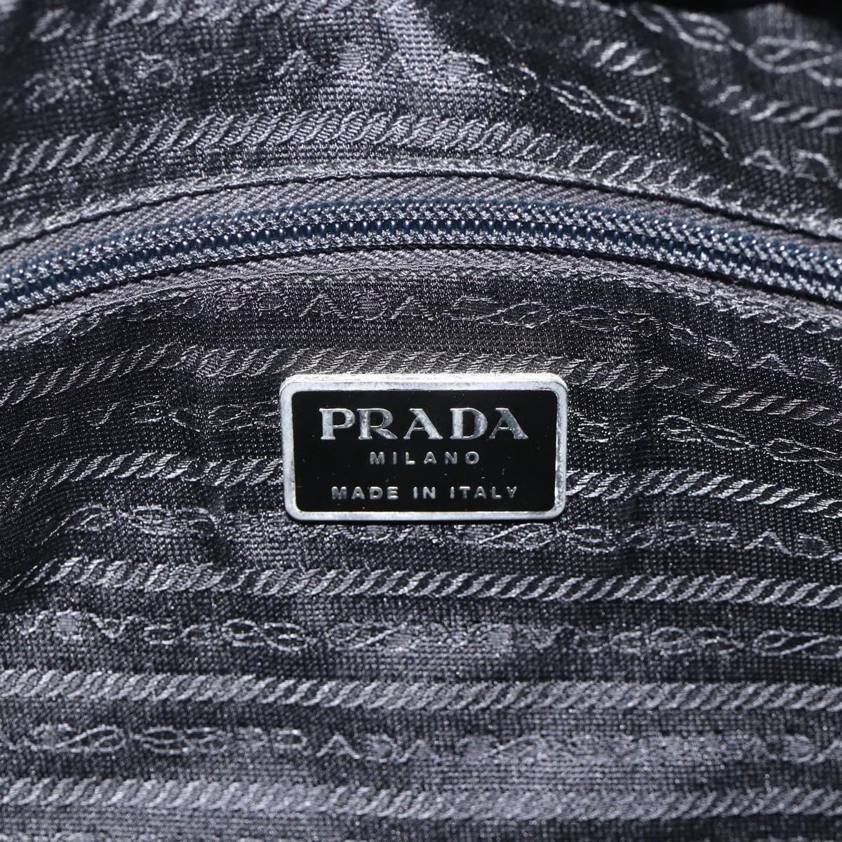 PRADA Hand Bag Nylon Black Silver Auth 178826A