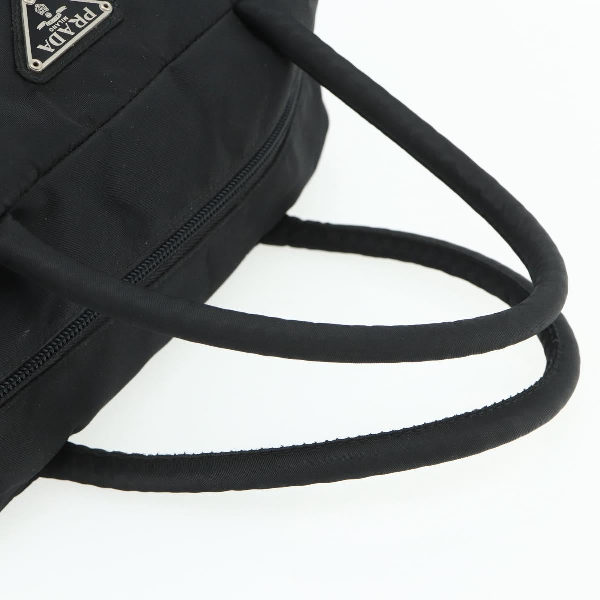 PRADA Hand Bag Nylon Black Silver Auth 178826A