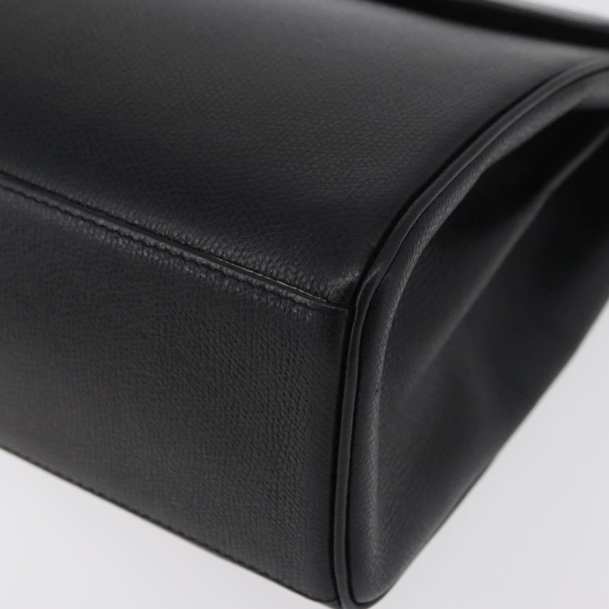 MORABITO Hand Bag Leather Black Gold Auth 178828A