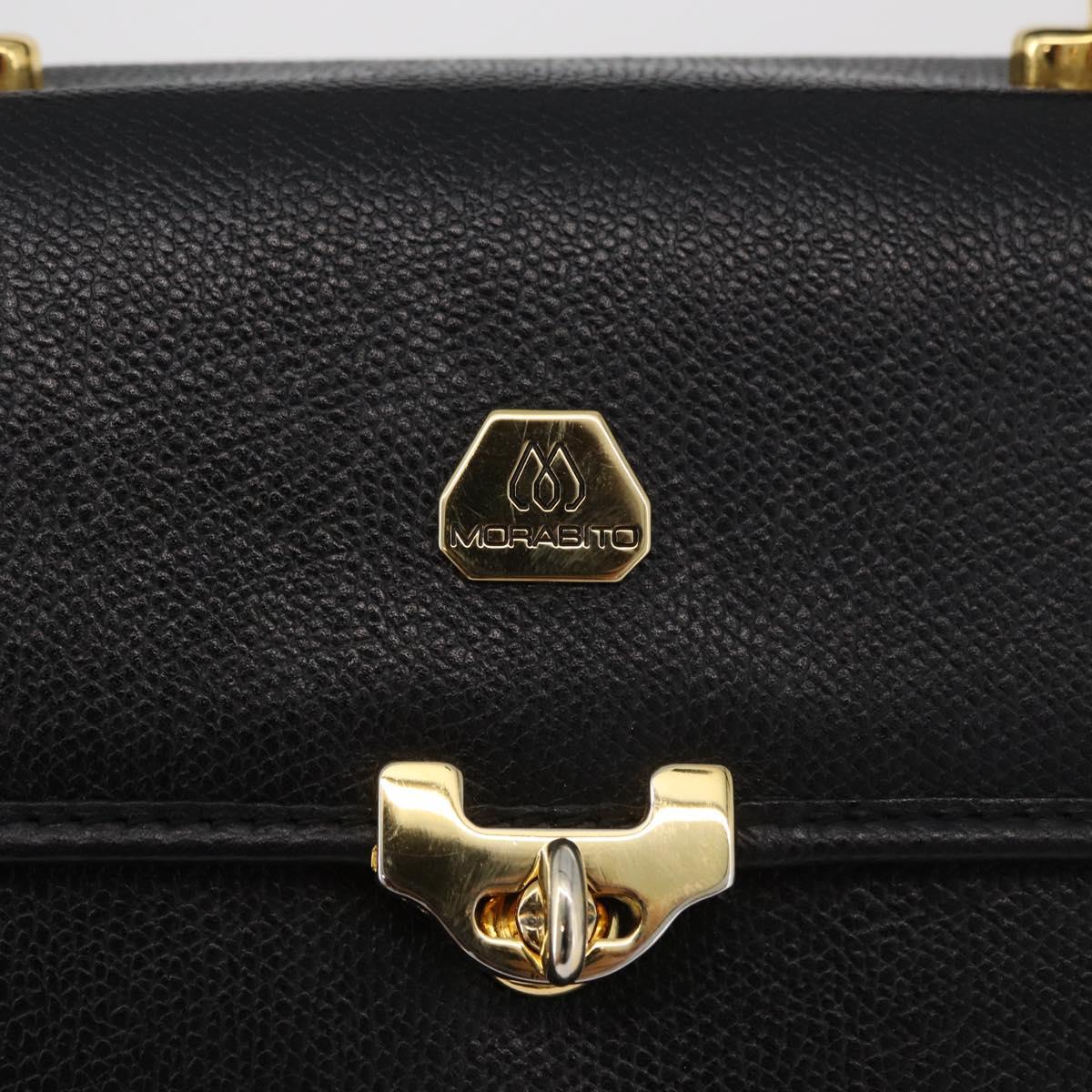 MORABITO Hand Bag Leather Black Gold Auth 178828A