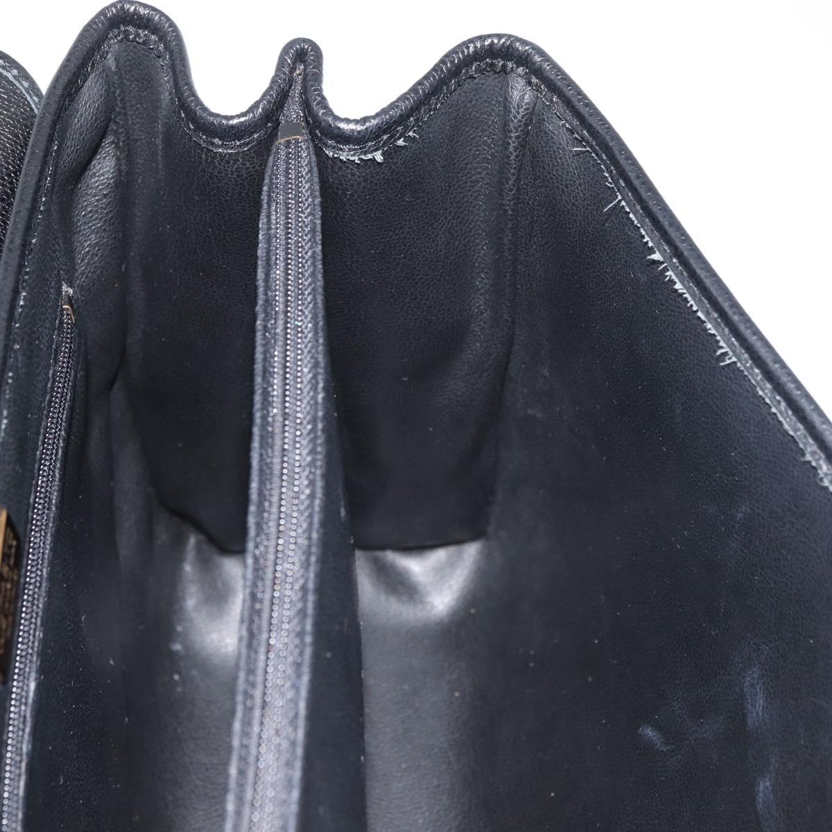 MORABITO Hand Bag Leather Black Gold Auth 178828A