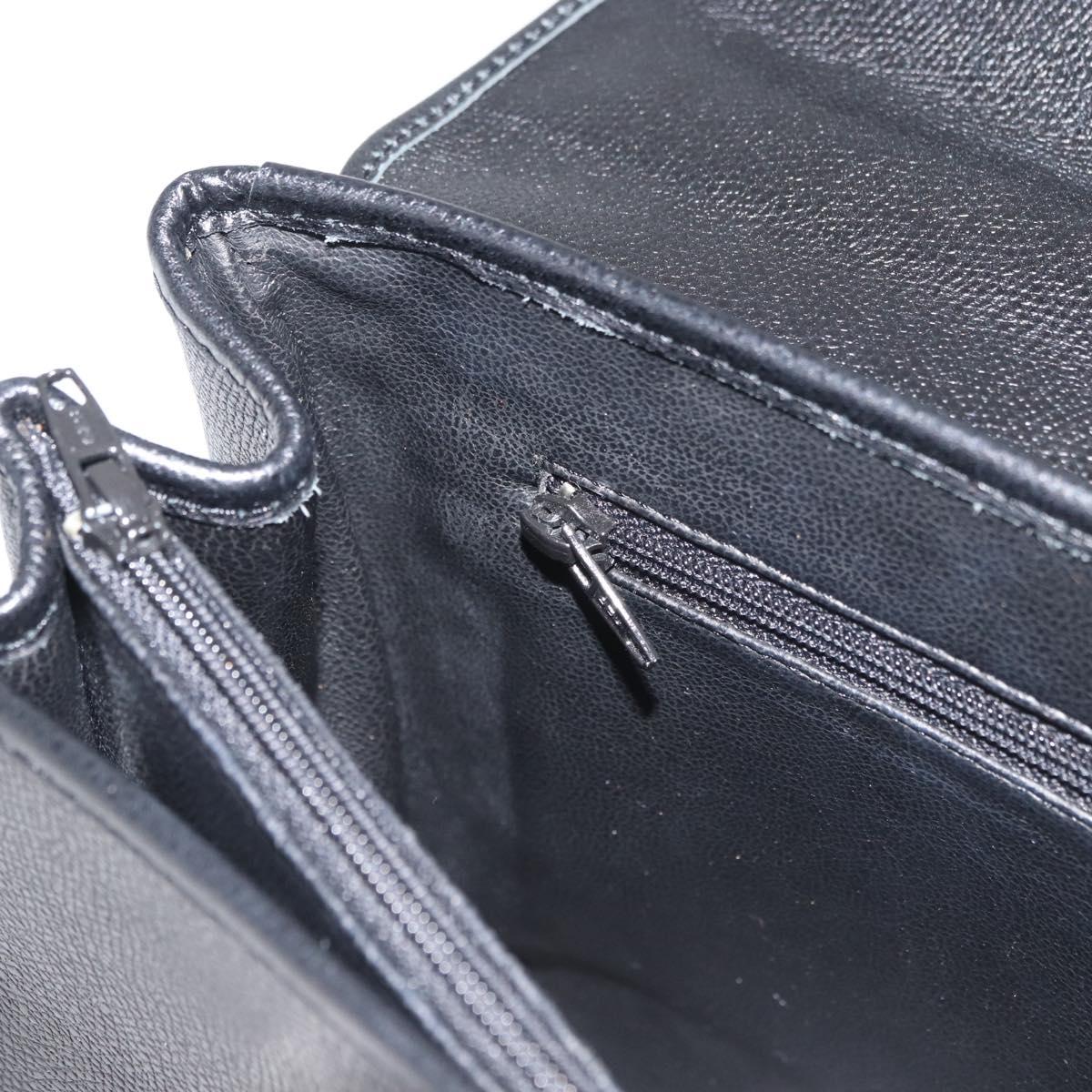 MORABITO Hand Bag Leather Black Gold Auth 178828A