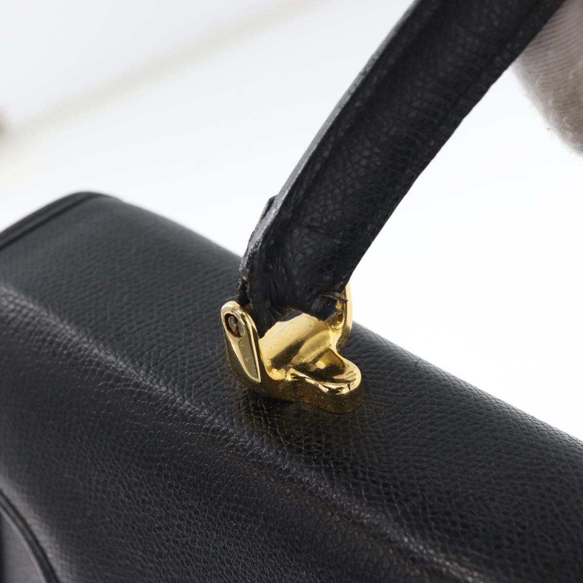 MORABITO Hand Bag Leather Black Gold Auth 178828A