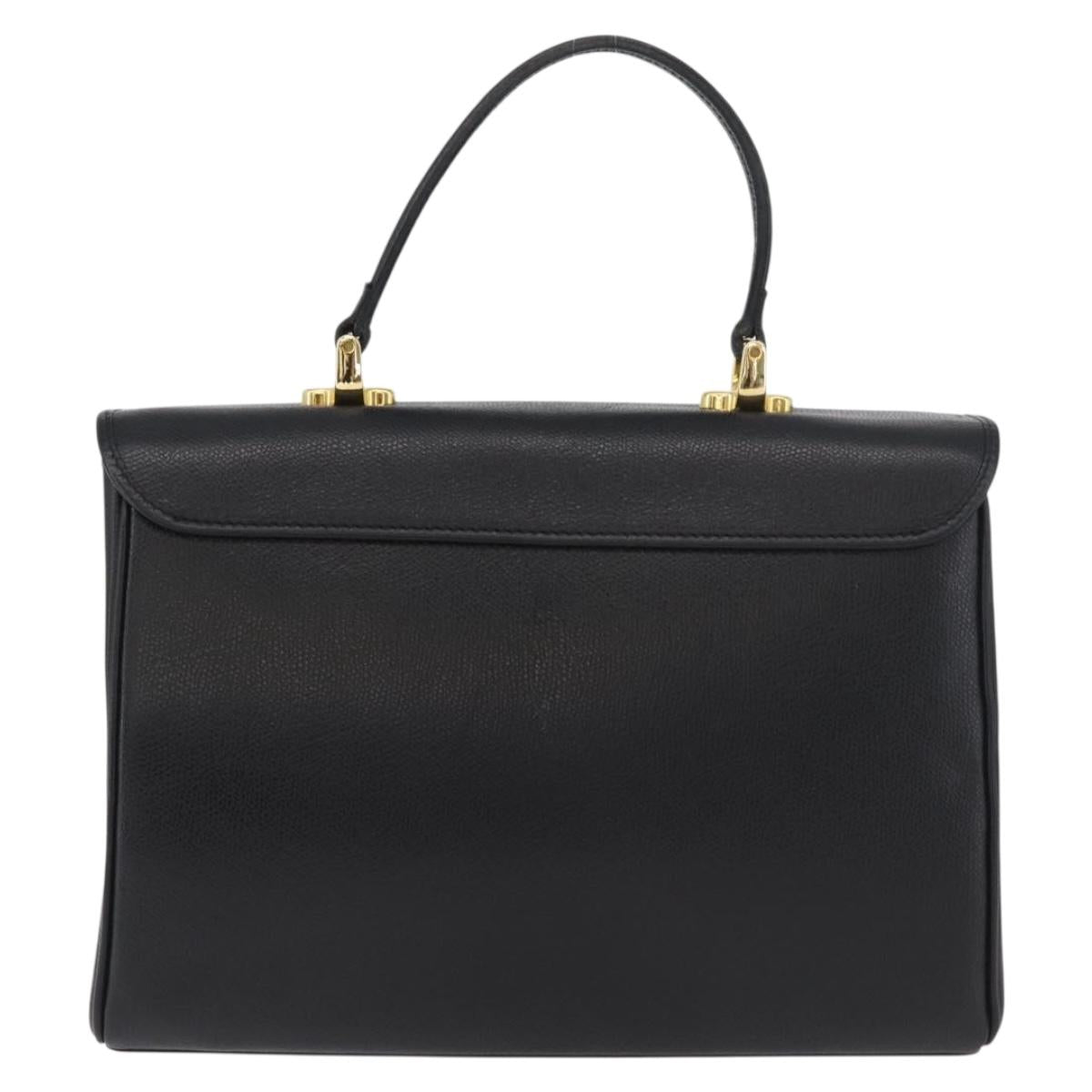 MORABITO Hand Bag Leather Black Gold Auth 178828A