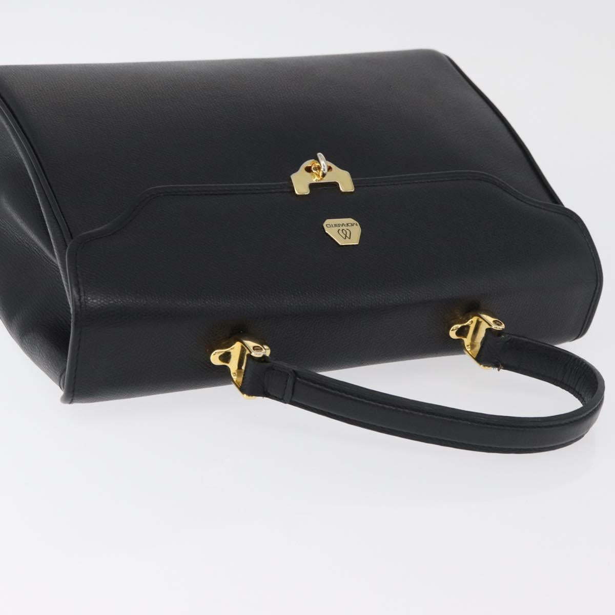 MORABITO Hand Bag Leather Black Gold Auth 178828A