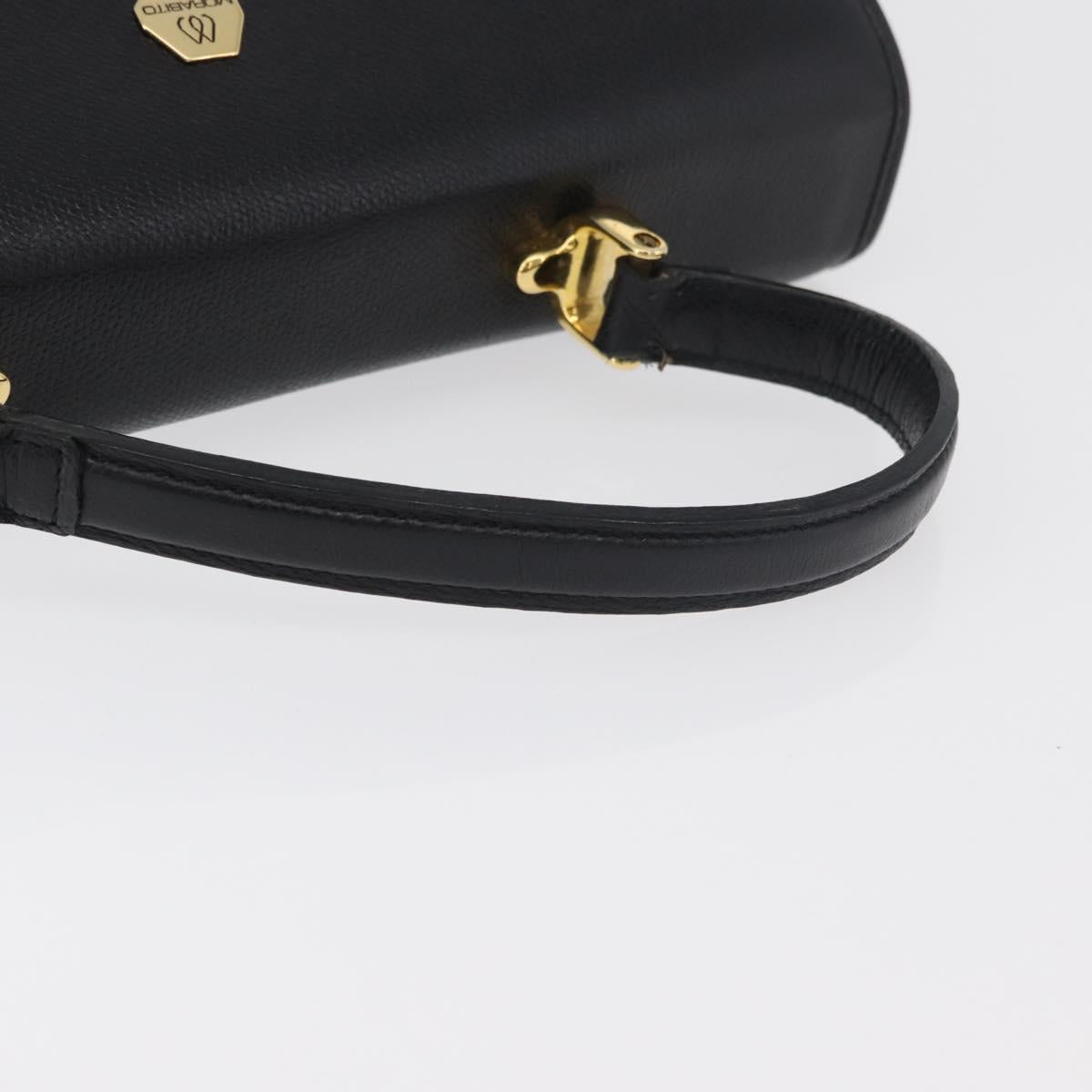 MORABITO Hand Bag Leather Black Gold Auth 178828A
