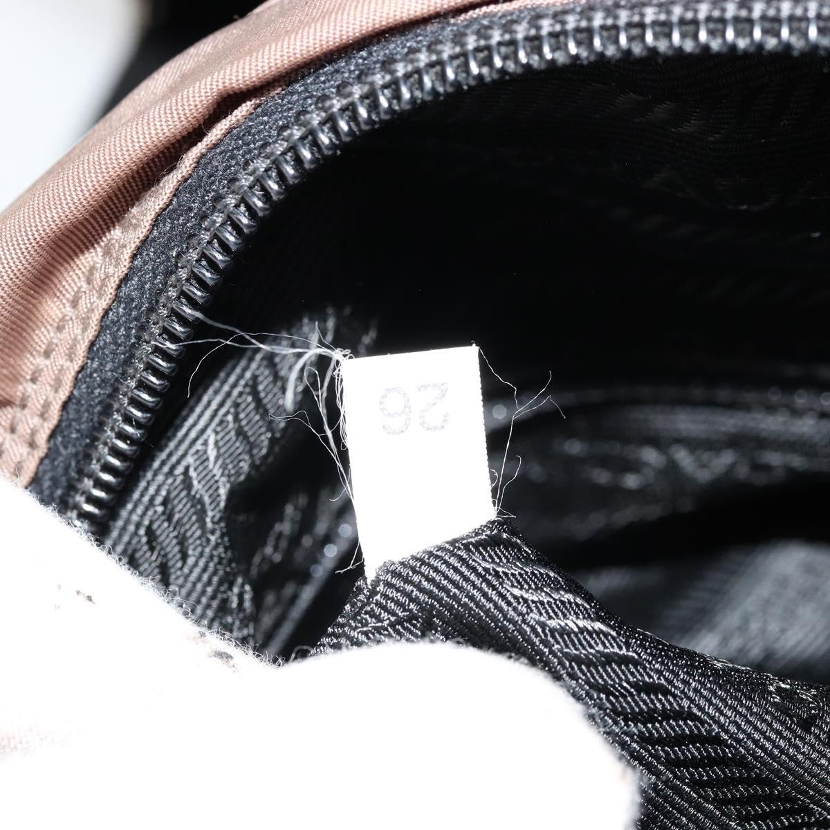 PRADA Shoulder Bag Nylon Beige Silver Auth 178834A