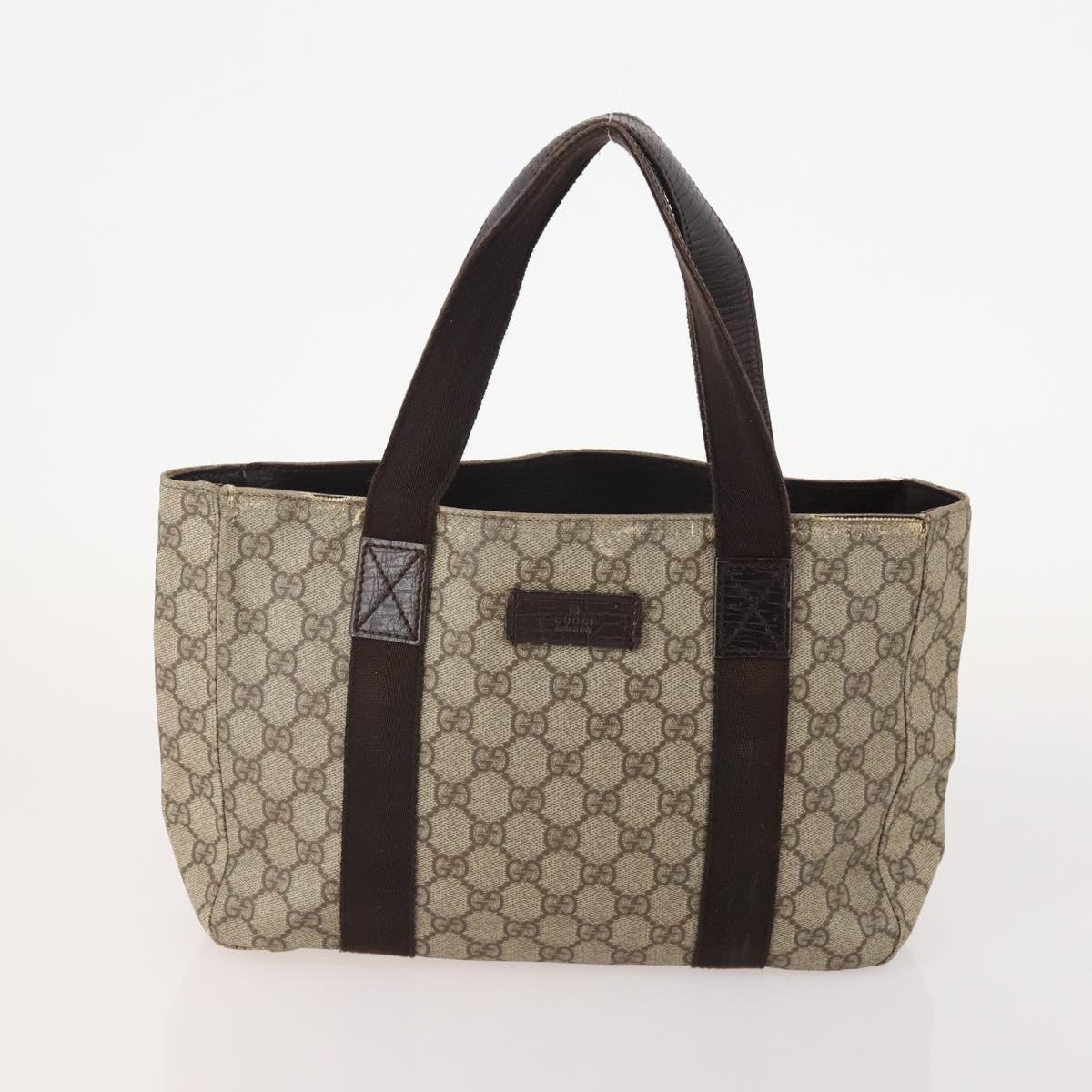 GUCCI GG Supreme Web Sherry Line Tote Bag PVC 4 Set Beige Brown Auth 178835