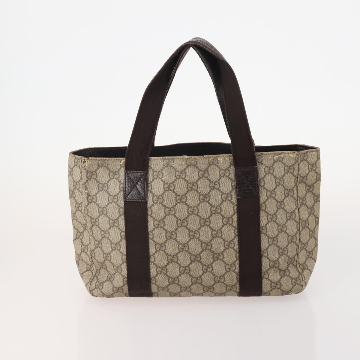 GUCCI GG Supreme Web Sherry Line Tote Bag PVC 4 Set Beige Brown Auth 178835