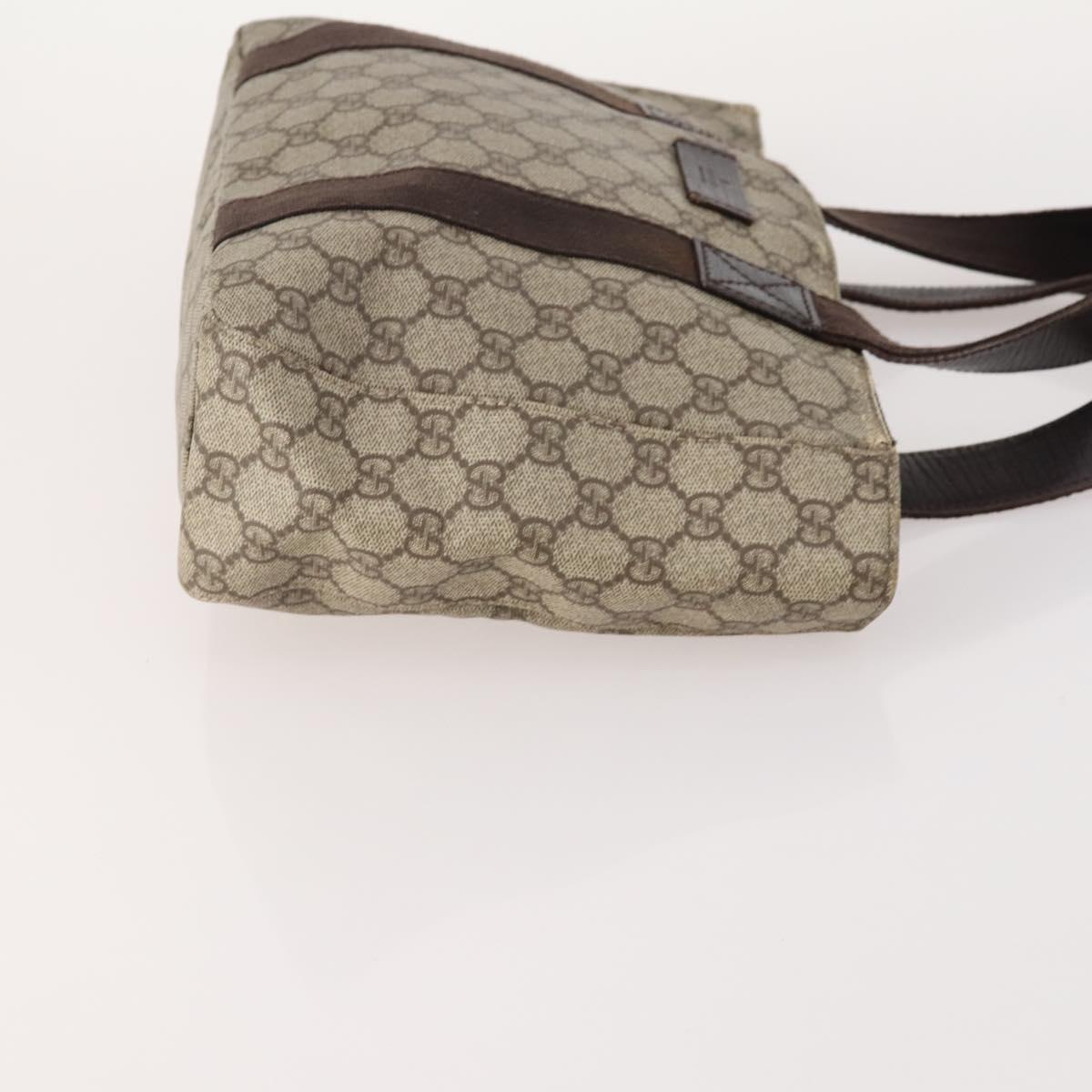 GUCCI GG Supreme Web Sherry Line Tote Bag PVC 4 Set Beige Brown Auth 178835