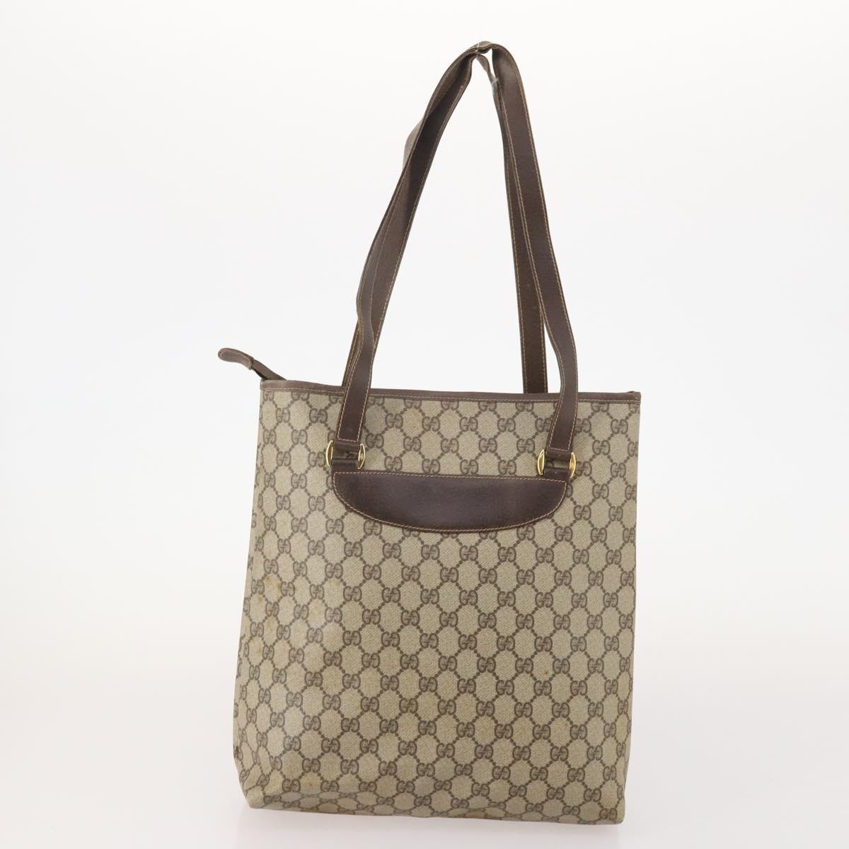 GUCCI GG Supreme GG Plus Web Sherry Line Bag PVC 4 Set Beige Ivory Auth 178836