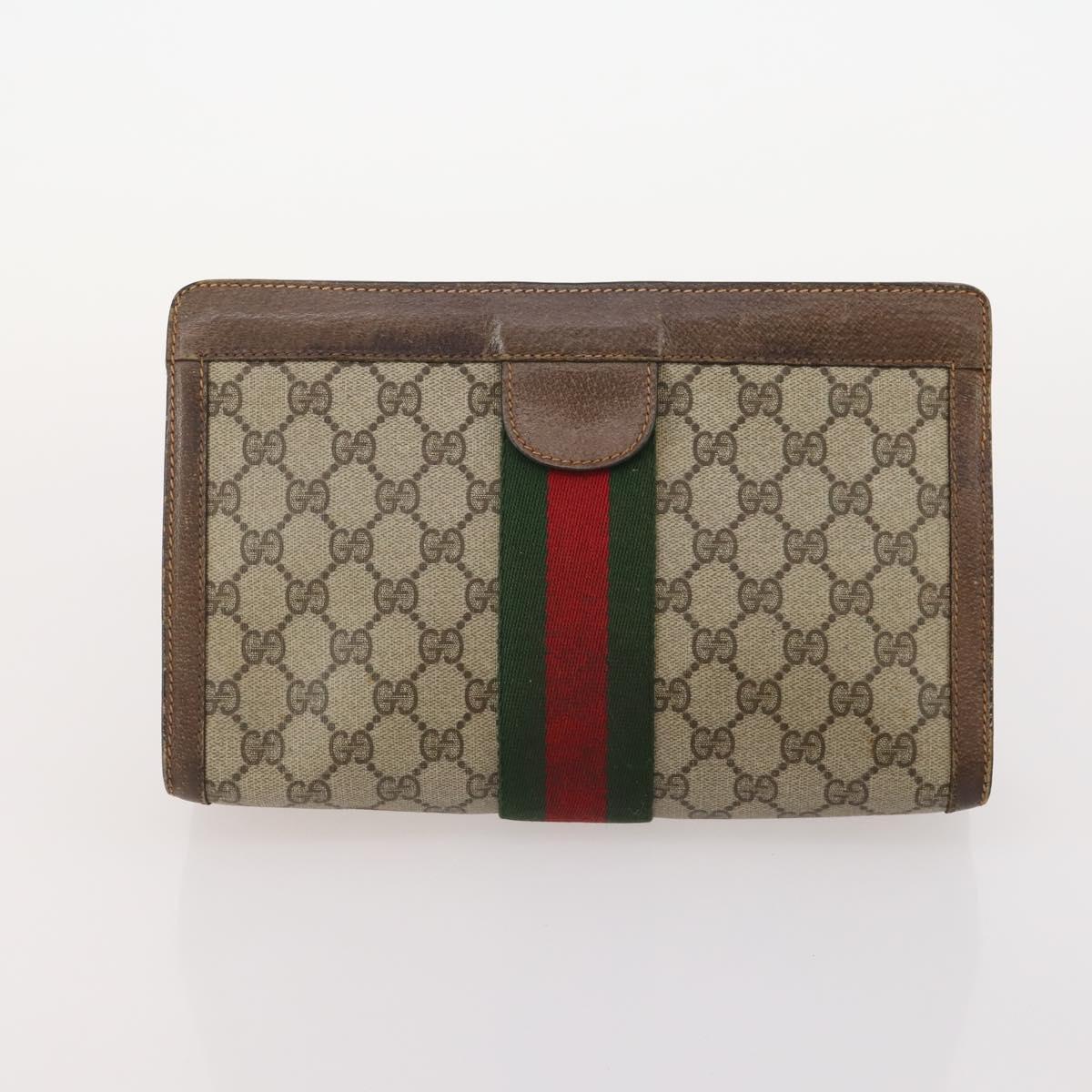 GUCCI GG Supreme Micro GG Supreme Bag PVC 5 Set Beige Navy Auth 178838