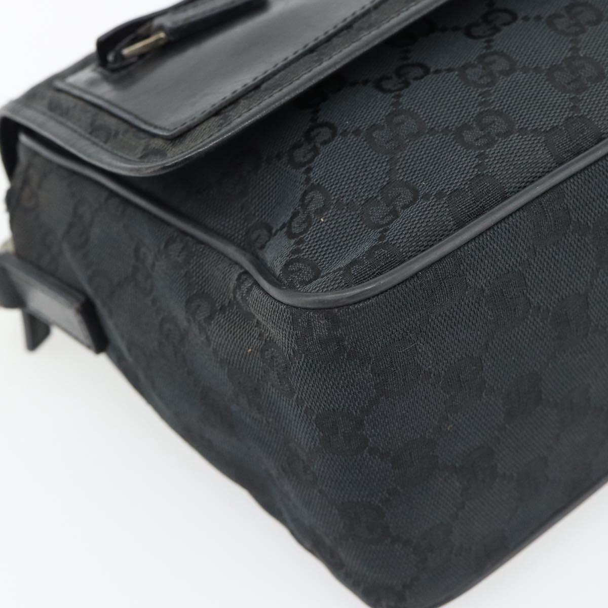 GUCCI GG Canvas Shoulder Bag Black Silver 019 0375 Auth 178842