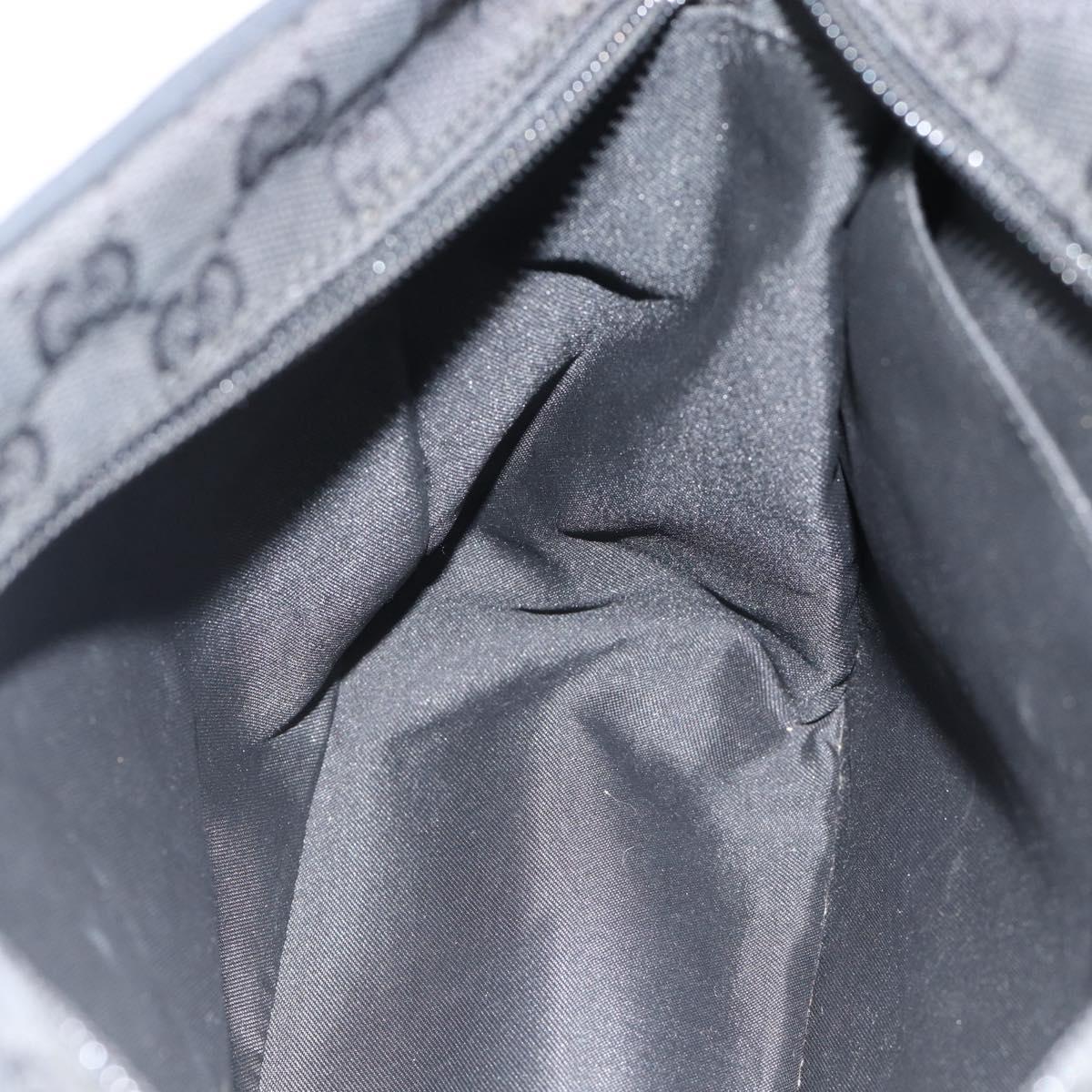 GUCCI GG Canvas Shoulder Bag Black Silver 019 0375 Auth 178842