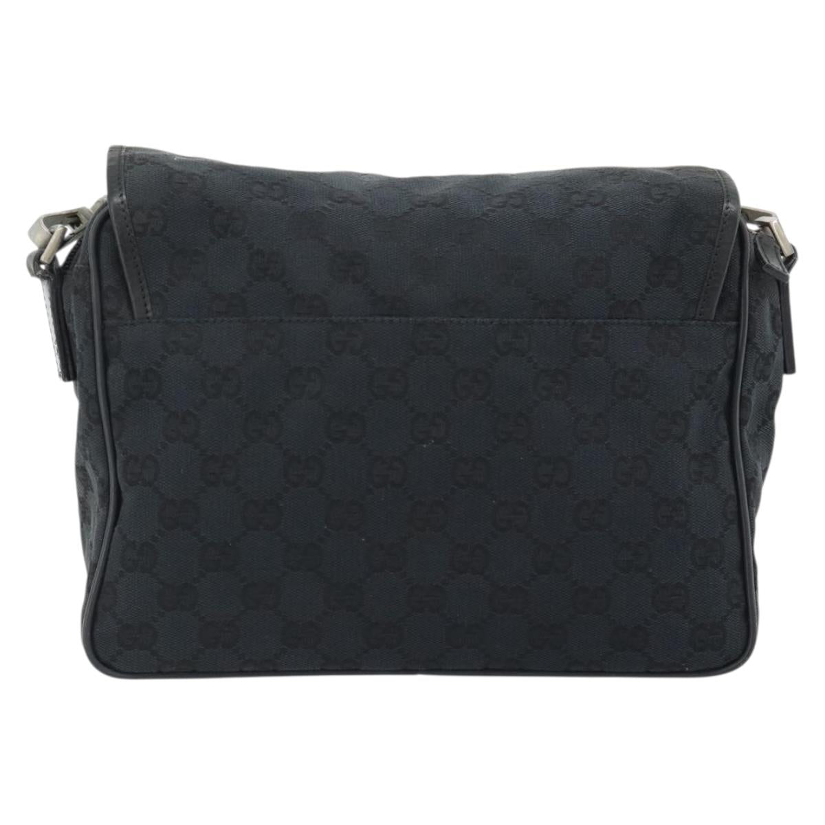 GUCCI GG Canvas Shoulder Bag Black Silver 019 0375 Auth 178842