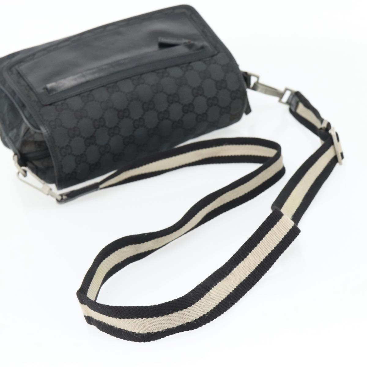 GUCCI GG Canvas Shoulder Bag Black Silver 019 0375 Auth 178842
